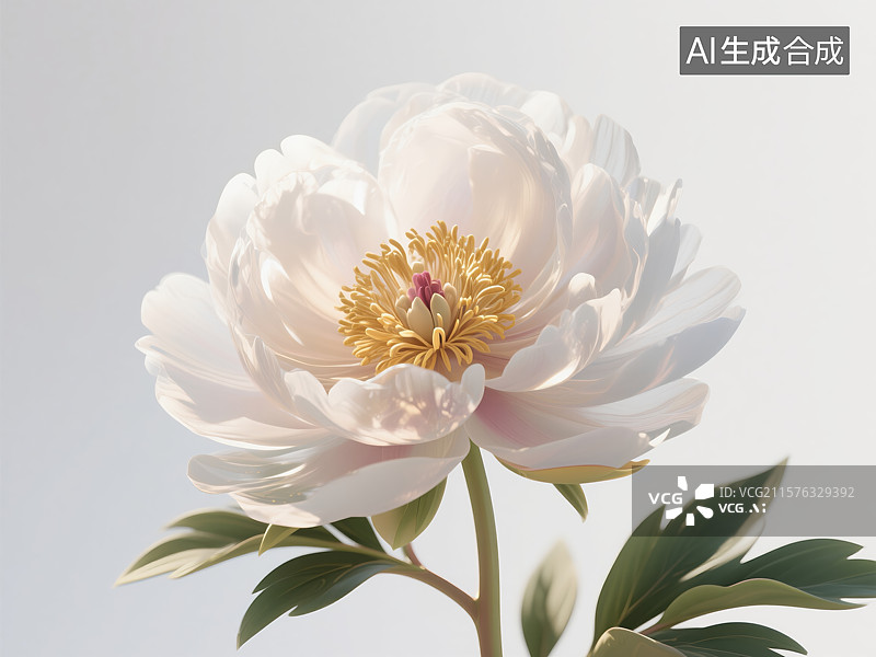 【AI数字艺术】光影簇拥的白牡丹特写：纯净优雅的自然礼赞图片素材