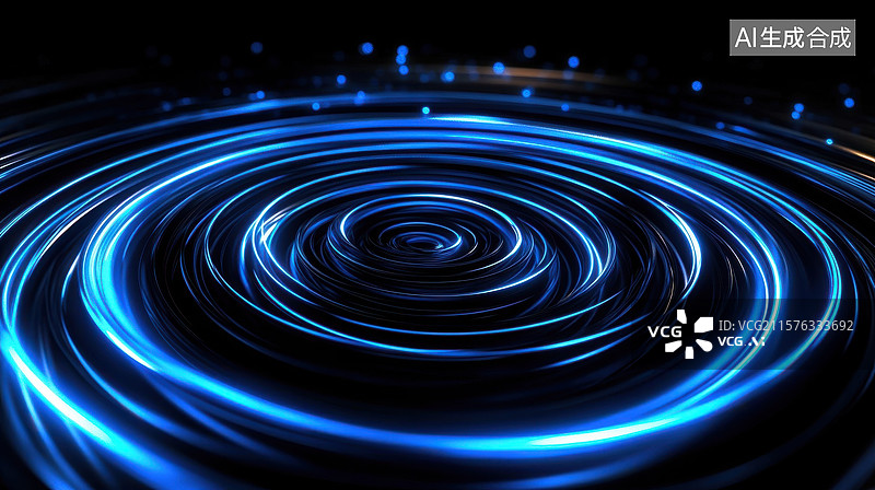 【AI数字艺术】蓝色光圈螺旋动态背景图片素材