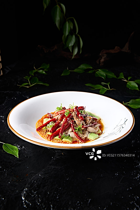 精美凉菜红油香辣芝香小腰片图片素材