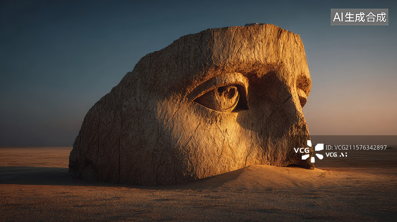 【AI数字艺术】沙漠无人区的艺术雕像图片素材