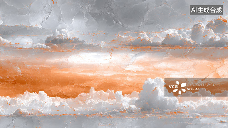 【AI数字艺术】橙色云层与灰色天空的抽象艺术图片素材