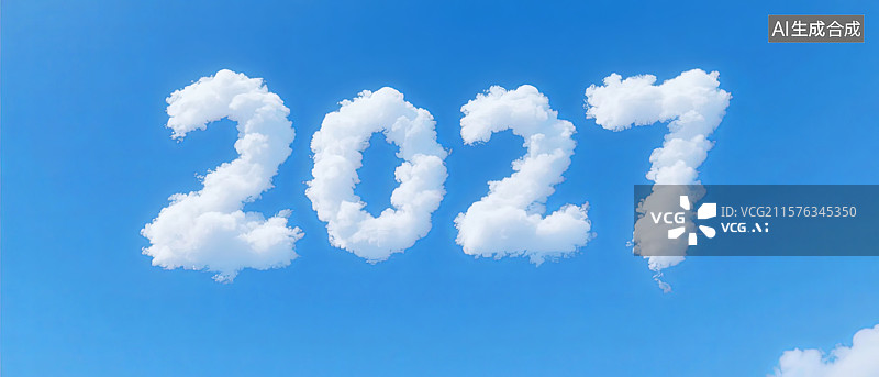 【AI数字艺术】云朵构成的2027数字图片素材