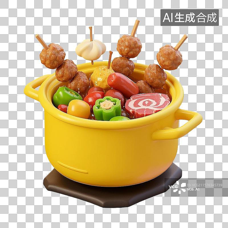【AI数字艺术】3D 卡通串串锅图片素材