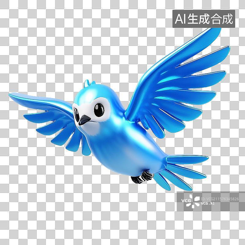 【AI数字艺术】3D 卡通蓝色飞鸟图片素材