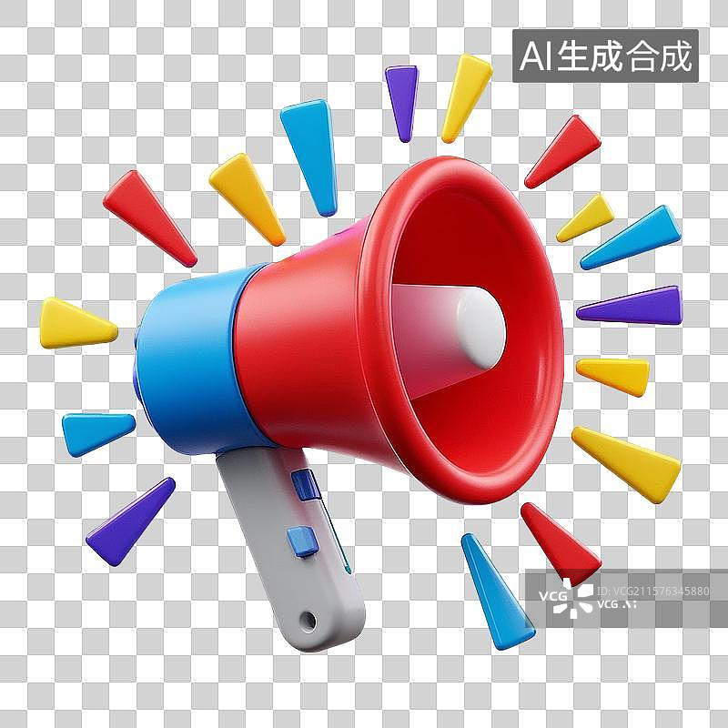 【AI数字艺术】3D 卡通彩色喇叭模型图片素材