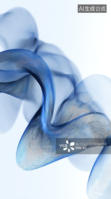 【AI数字艺术】蓝色烟雾状抽象线条艺术图片素材
