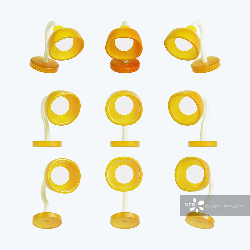 多角度观察的黄色指示灯图标图片素材