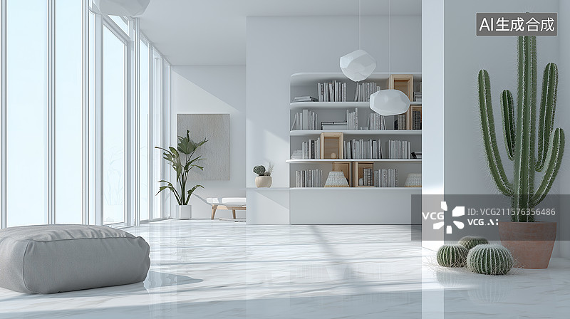 【AI数字艺术】极简通透北欧现代房间设计图片素材