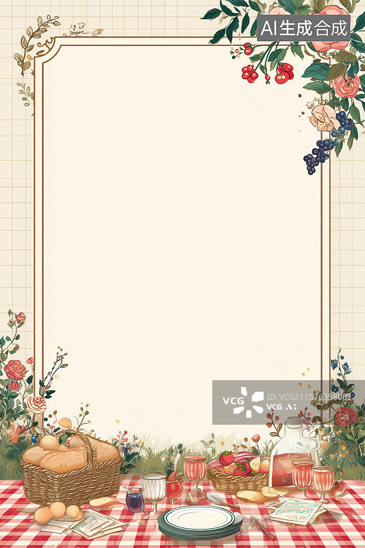 【AI数字艺术】田园野餐场景插画图片素材