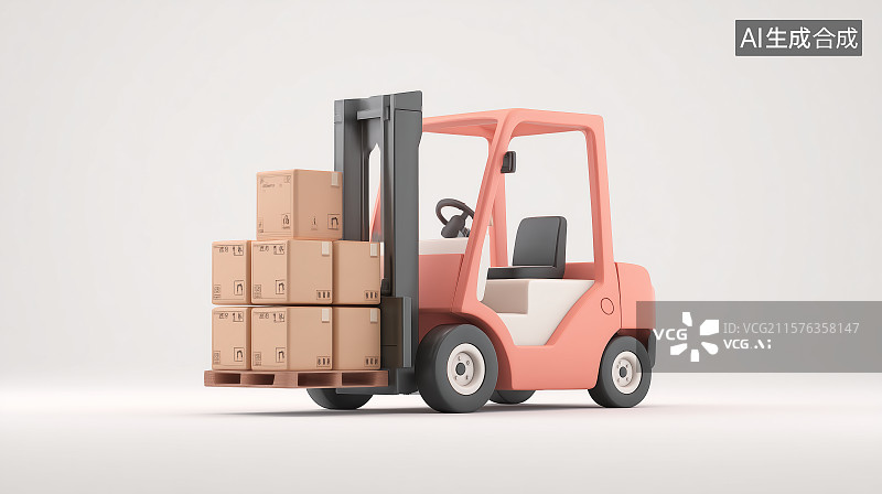 【AI数字艺术】叉车搬运纸箱货物图片素材