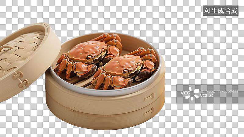 【AI数字艺术】欢庆3D卡通插画中秋节蒸大闸蟹与黄酒创意抽象商业背景杂志海报书籍封面设计节日餐饮文化元素图片素材
