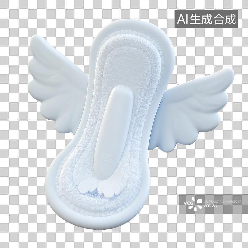 【AI数字艺术】3D 卡通带翅膀卫生巾图片素材