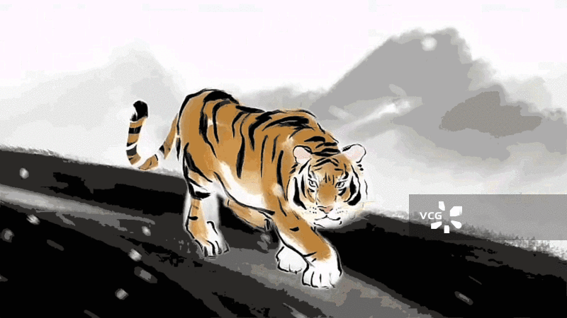 老虎 虎年 生肖 虎 水墨画图片素材