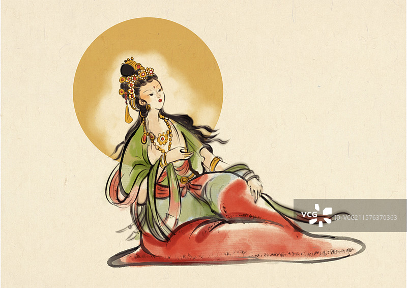 敦煌壁画水月观音图片素材