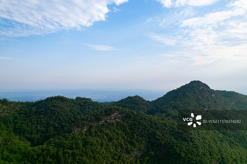 四川绵阳北川羌族自治县山脉蓝天白云航拍图片素材