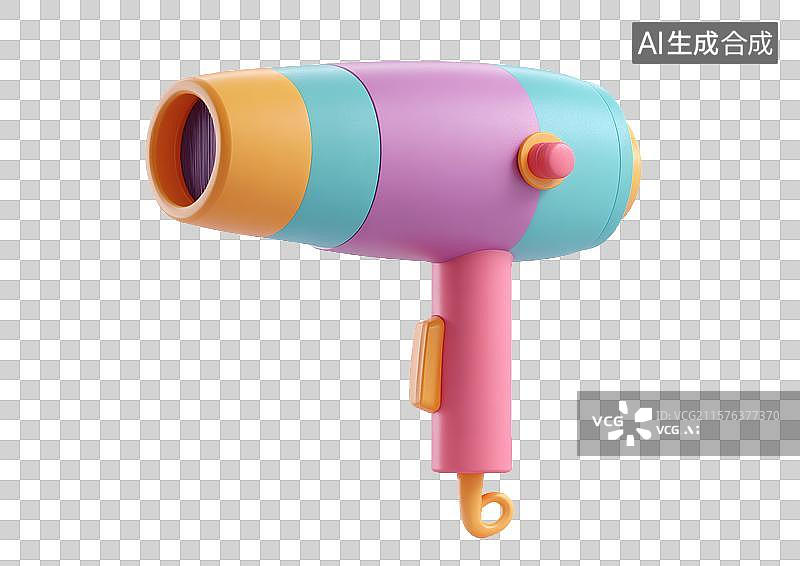 【AI数字艺术】【免抠png素材】一个3D卡通吹风机图片素材