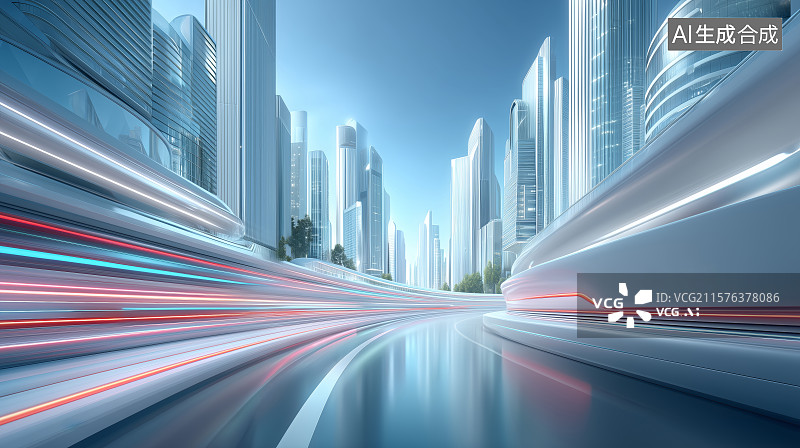【AI数字艺术】未来城市中的现代化高速路图片素材