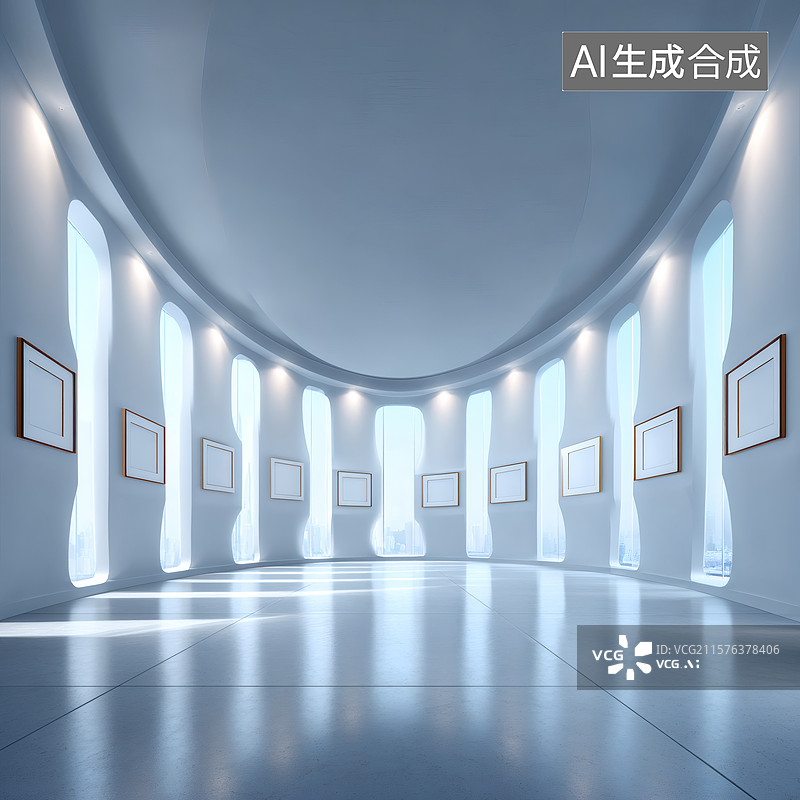 【AI数字艺术】未来派现代展览厅图片素材