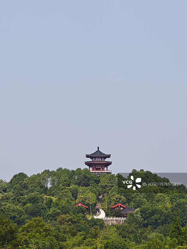 四川绵阳市青莲镇李白故里太白楼远景图片素材