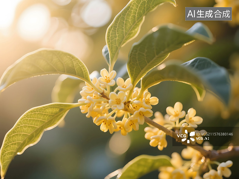 【AI数字艺术】暖光洒桂花，清新图片素材