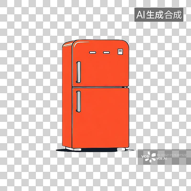 【AI数字艺术】极简主义风格双开门大冰箱卡通插画图片素材