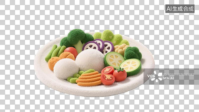 【AI数字艺术】3D卡通健康沙拉碗插画创意抽象商业背景健康杂志和饮食书籍透明彩色水果蔬菜营养和减重减脂餐图片素材