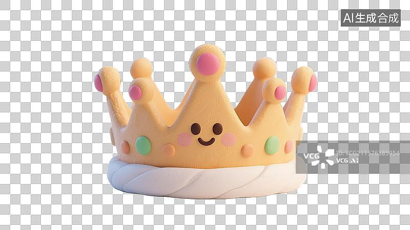 【AI数字艺术】华丽3D卡通皇冠透明背景上黏土质感胜利象征创意插画展现成功成就领导力商业奖励、杂志封面和企业活动图片素材