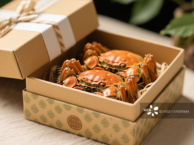 八月十五中秋节的大闸蟹螃蟹礼盒图片素材
