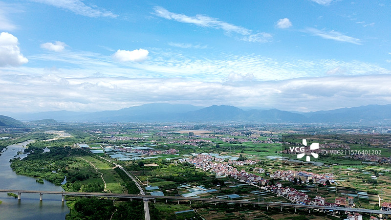 陕西省汉中市汉台区龙江街道汉江流域沿岸农田村庄村子图片素材