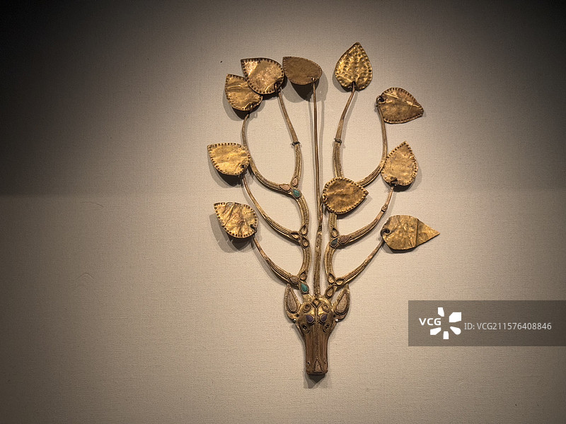 马头鹿角形金步摇，北朝，内蒙古达尔罕茂明安联合旗，中国国家博物馆图片素材