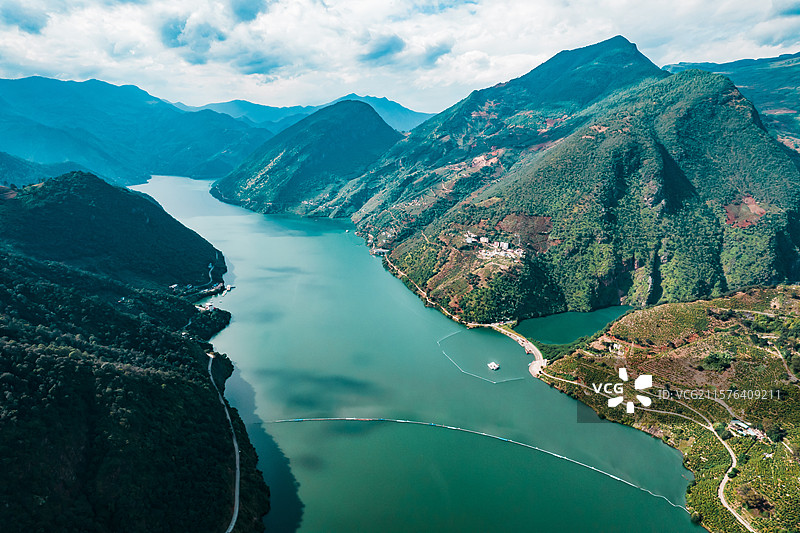 攀枝花二滩水电站航拍风光图片素材