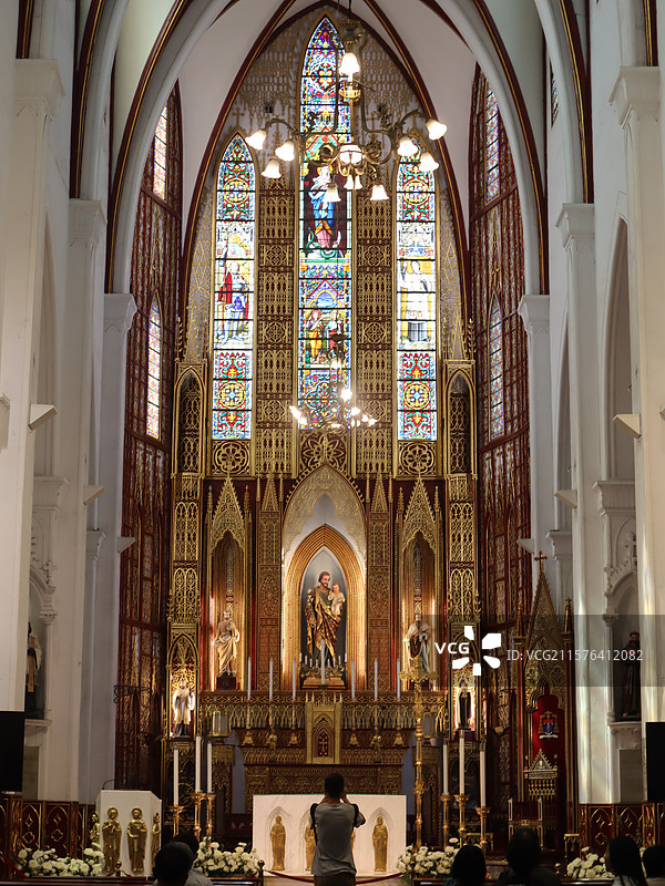 越南河内大教堂内部景观图片素材