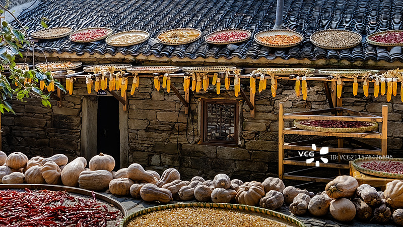 黄陂大余湾晒秋图片素材