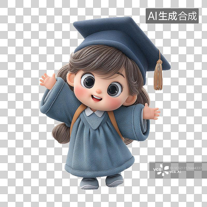 【AI数字艺术】拿到毕业证书开心的女孩图片素材