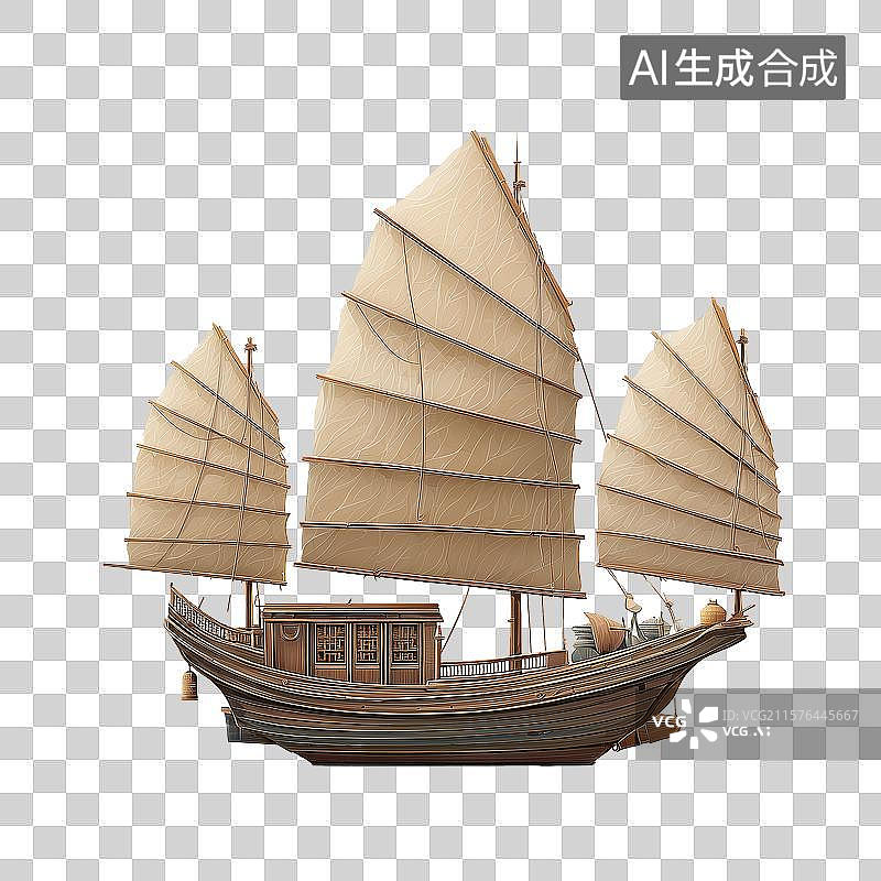 【AI数字艺术】古代帆船3d效果图图片素材