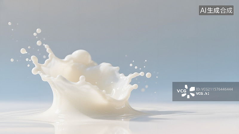 【AI数字艺术】纯净牛奶皇冠的飞溅绽放瞬间图片素材