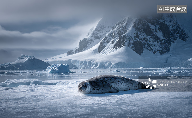 【AI数字艺术】南极冰原上的宁静图片素材