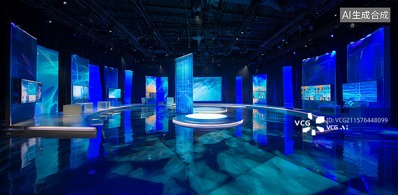 【AI数字艺术】未来科技展厅设计图片素材