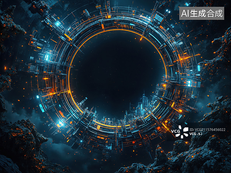 【AI数字艺术】未来科技之门图片素材