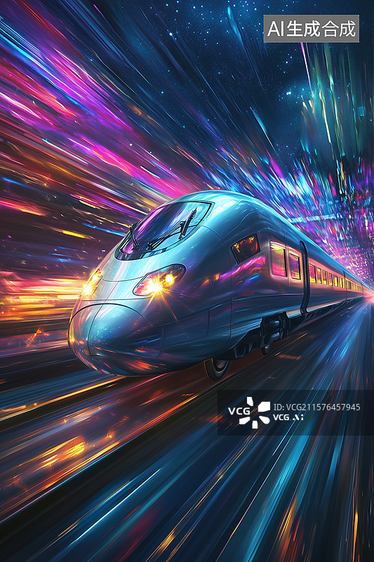 【AI数字艺术】科幻飞速的高铁列车图片素材