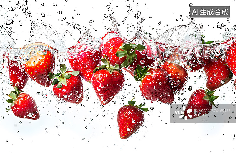 【AI数字艺术】水里的草莓图片素材