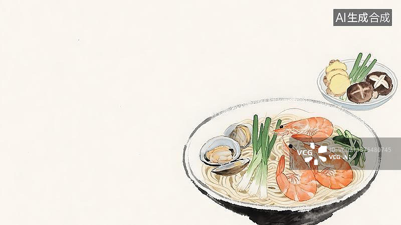 【AI数字艺术】水墨画居右图片素材