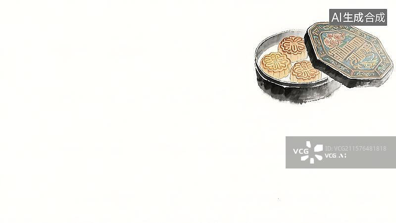 【AI数字艺术】水墨画右上图片素材