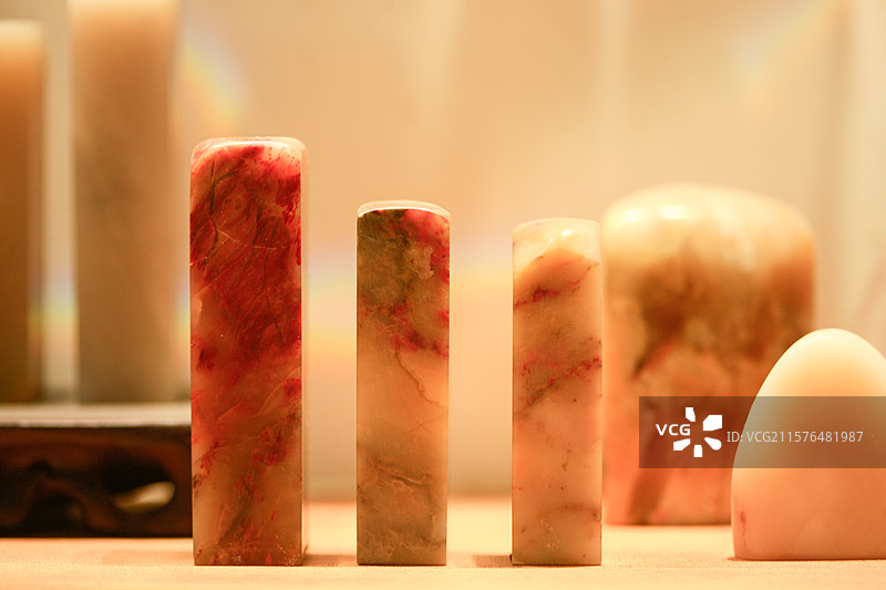 展览中的各地印章石图片素材