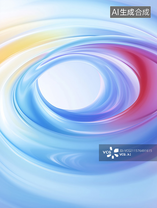 【AI数字艺术】梦幻色彩的流动曲线图片素材