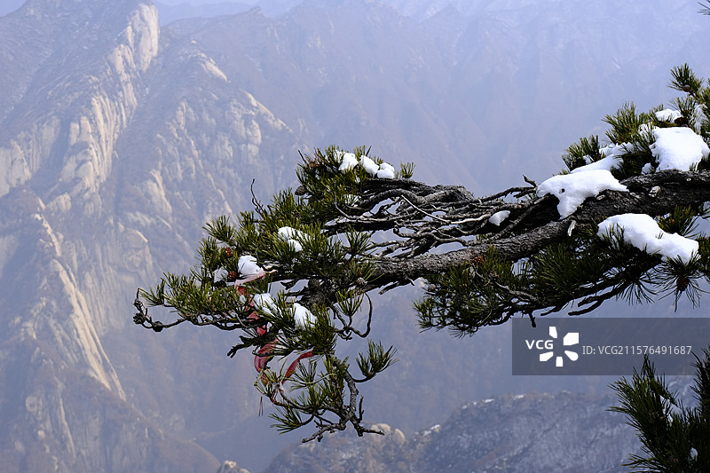 华山雪景图片素材