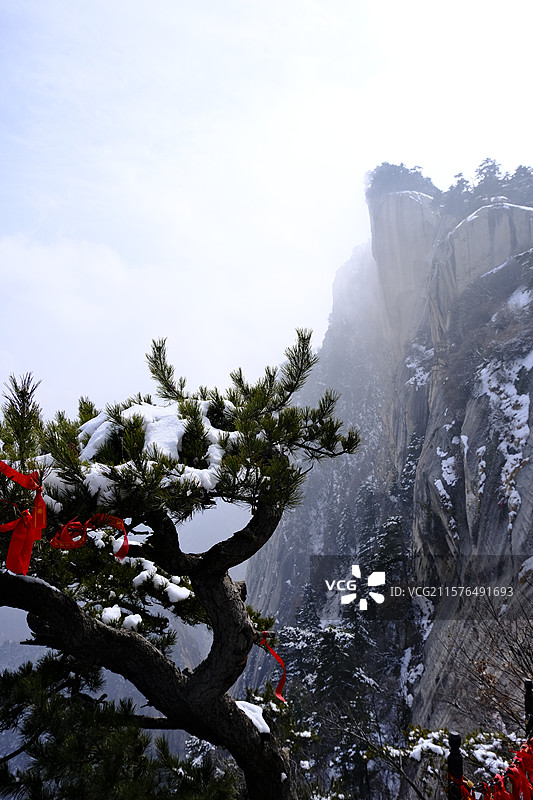 华山雪景图片素材