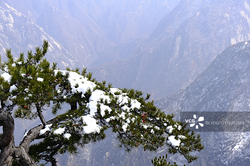 华山雪景图片素材
