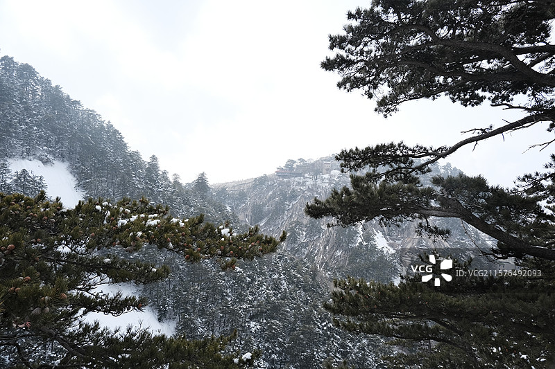 华山雪景图片素材