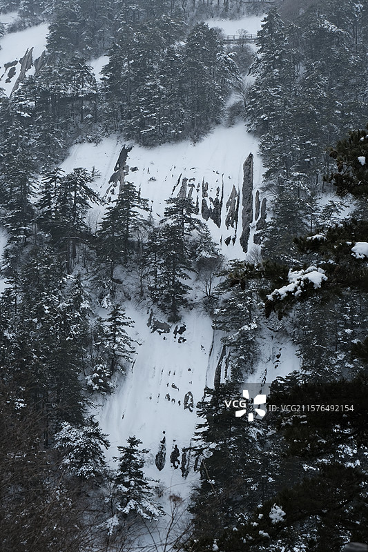 华山雪景图片素材